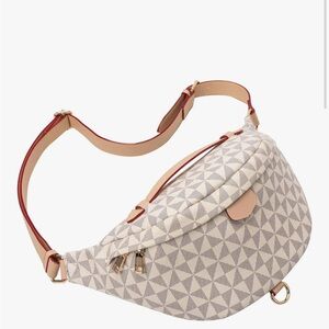 Amazon Essentials Beige and Gray Geometric Crossbody Bag